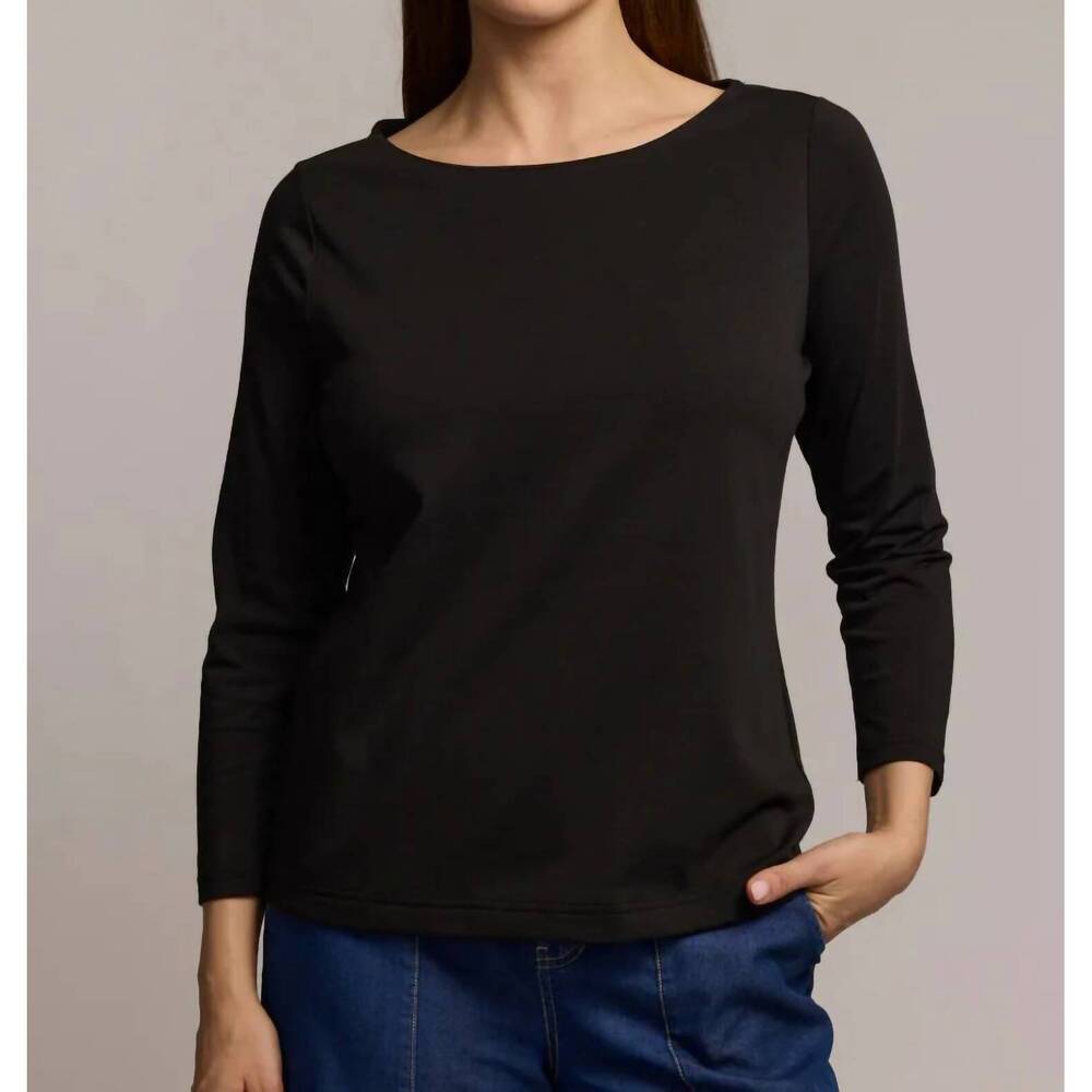 NEW HINSON WU gisell 3/4 sleeve top in black